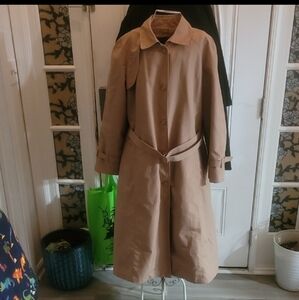 London Fog Tan Trench Coat Versatile Minimalist Design Size 14 Vintage
